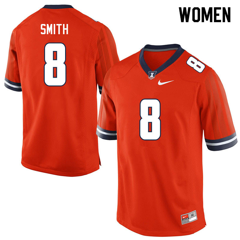 Women #8 Eddie Smith Illinois Fighting Illini College Football Jerseys Sale-Orange